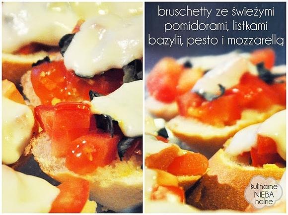 Zapiekane bruschetty z pomidorami, bazylią i mozzarellą