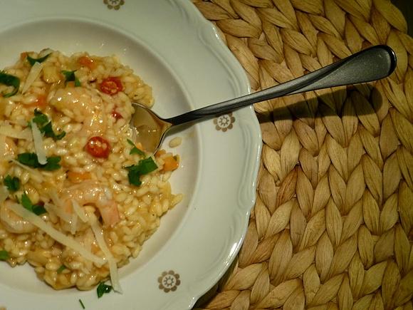 Risotto z krewetkami i chilli
