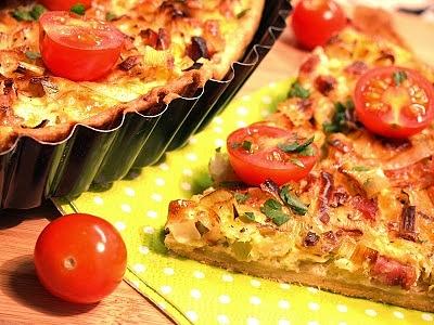 Tarta z porem i boczkiem
