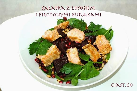 Sałatka z łososiem i pieczonymi burakami