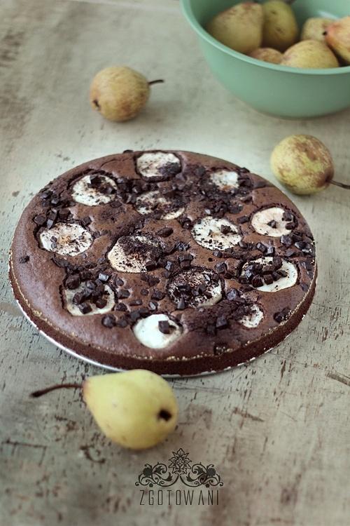 Czekoladowe brownie z gruszkami