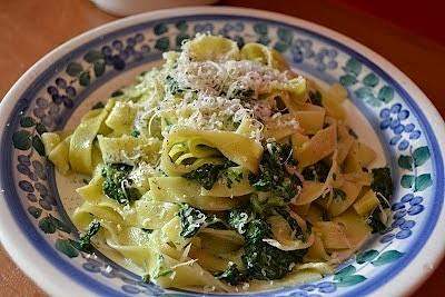 Tagliatelle ze szpinakiem i mascarpone
