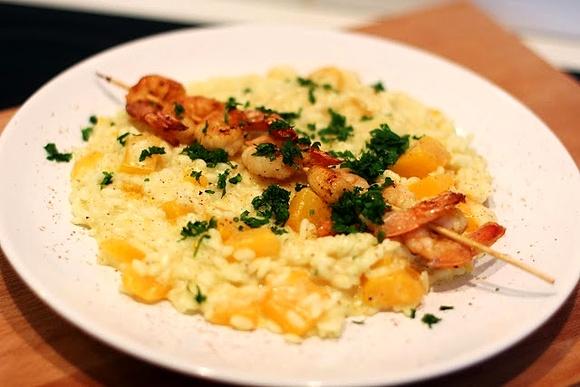 Dynowe risotto i krewetkowe szaszłyki