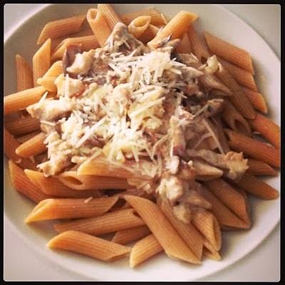 Penne z boczniakami