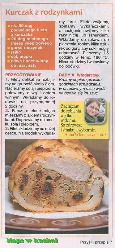 Kurczak z rodzynkami - przepis z magazynu przyślij przepis 1/14