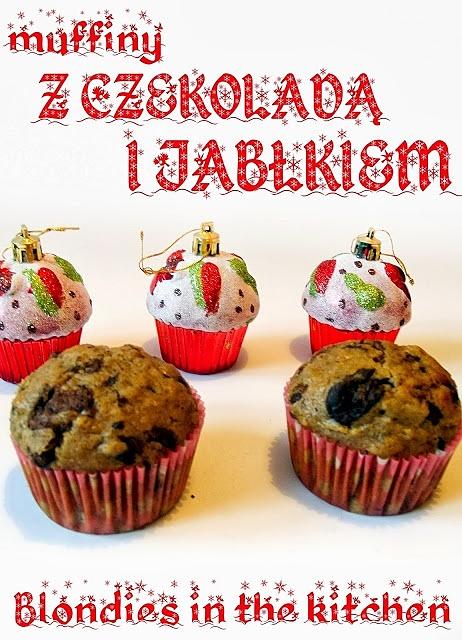 Muffiny piernikowe z jabłkiem i czekoladą