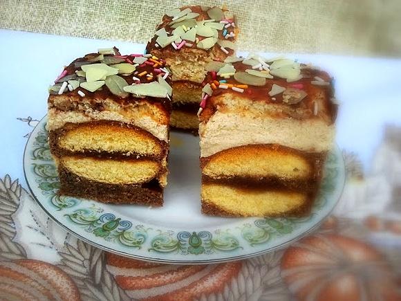 Słodkie usta - murzynkowe ciasto z biszkoptami i kremem cappuccino