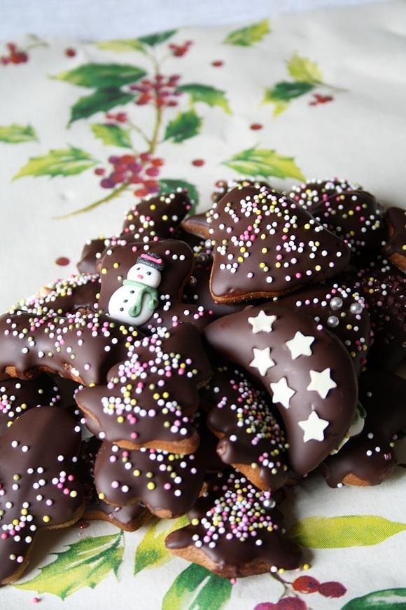 Soft gingerbread biscuits in chocolate