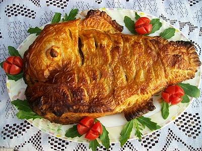 Łosoś w pesto z olejem rzepakowym zapiekany w cieście francuskim