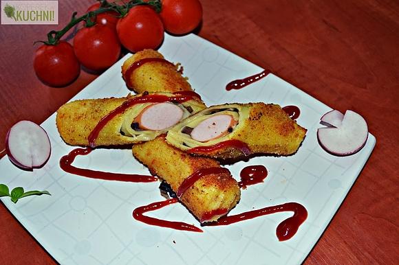 Parówkowe krokiety z pieczarkami i serem
