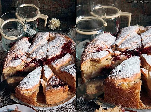 Ciasto jogurtowe z budyniem i dżemem truskawkowym