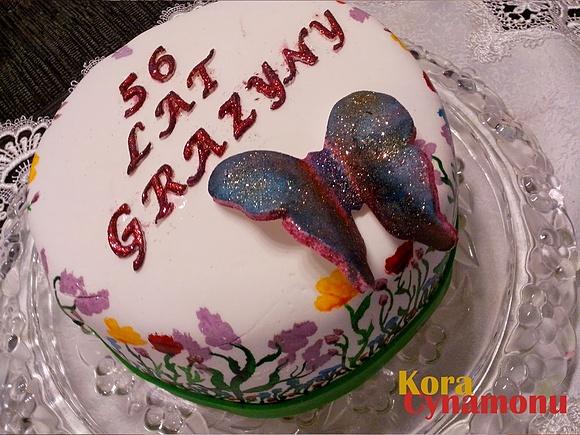 Tort malowany łąka kwiatów
