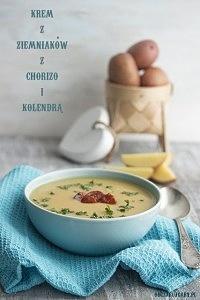 Krem z ziemniaków z chorizo i kolendrą