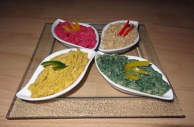 Hummus w czterech odsłonach z barwnikami i wartościami zdrowotnymi