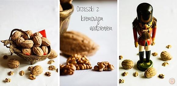Orzeszki z kremowym nadzieniem wytrawne ciasteczka w formie łupinek