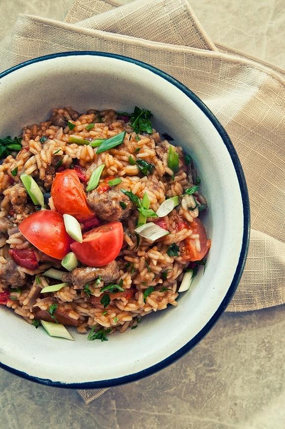 Risotto z kiełbaskami