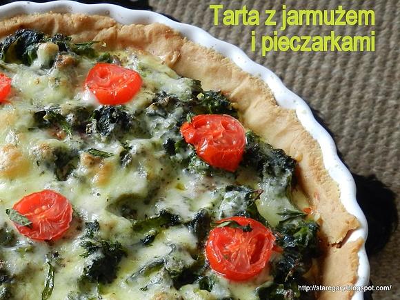 Tarta z jarmużem i pieczarkami