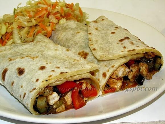 Tortilla z kurczakiem i bakłażanem