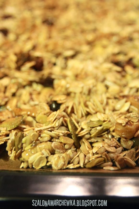 Domowa granola na śniadanie z suszonymi owocami i orzechami
