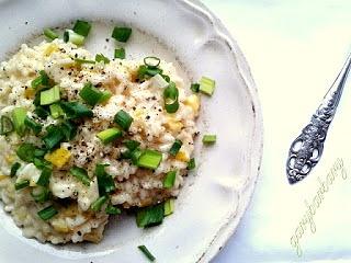 Porowe risotto z cheddarem