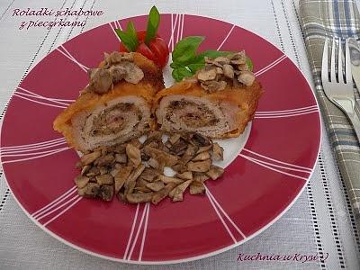 Roladki schabowe nadziewane pieczarkami