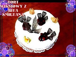 Tort wiśniowy z bitą śmietaną