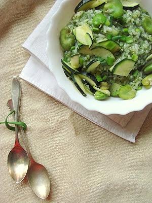 Zielone risotto z imbirem i bobem