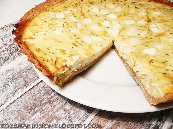 Tarta z porami i fetą na orkiszowym spodzie