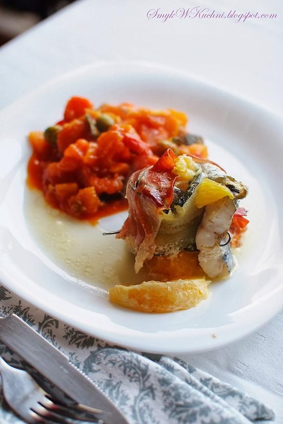 Roladki z miruny z pomarańczą i szynką parmeńską
