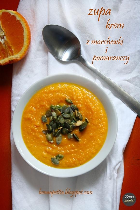 Zupa krem z marchewki i pomarańczy z pesto z pora i pestkami dyni