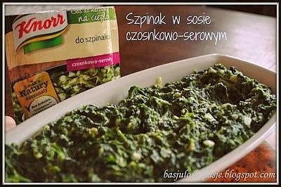 Szpinak w sosie czosnkowo-serowym