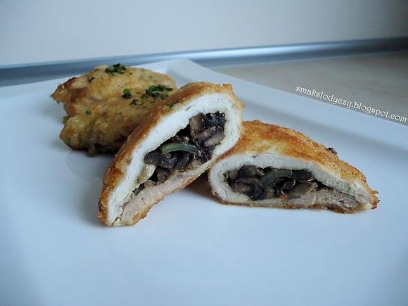 Kieszonki schabowe z pieczarkami