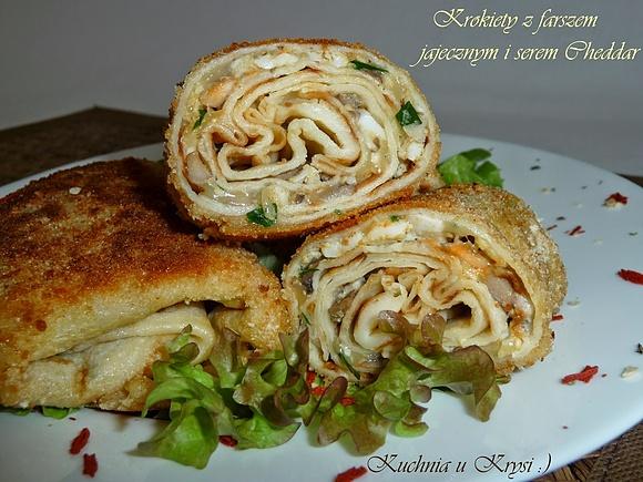 Krokiety z farszem jajecznym i serem Cheddar
