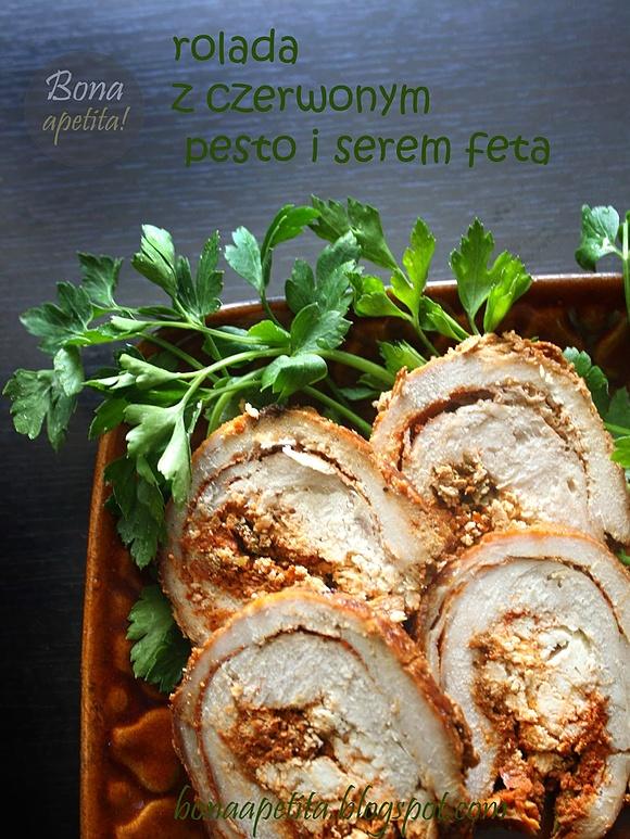 Rolada wieprzowa z czerwonym pesto i serem feta