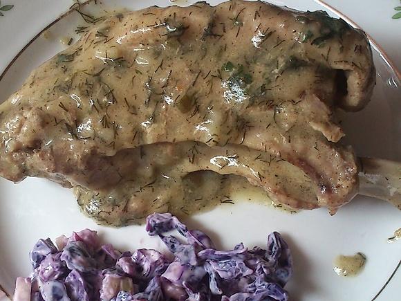 Żeberko w sosie musztardowo-koperkowym