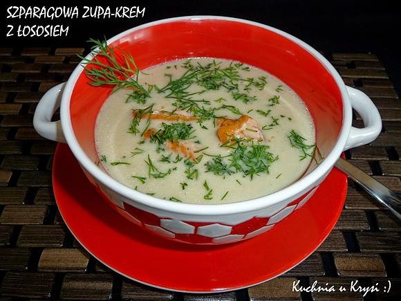 Szparagowa zupa krem z łososiem