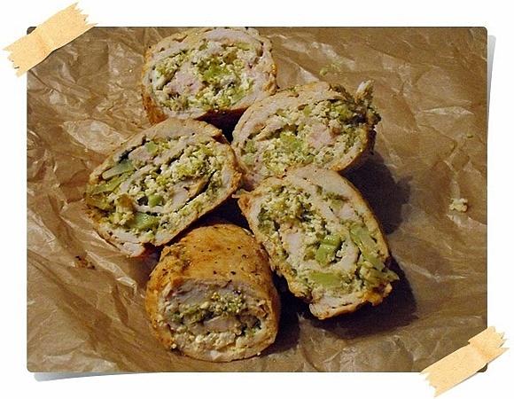 Zrolowany kurczak z nadzieniem z brokułów i sera feta