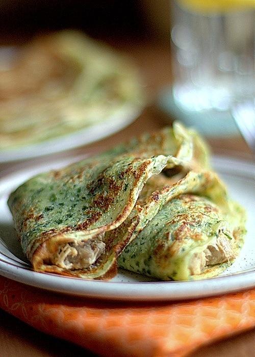 Szpinakowe crepes z kurczakiem