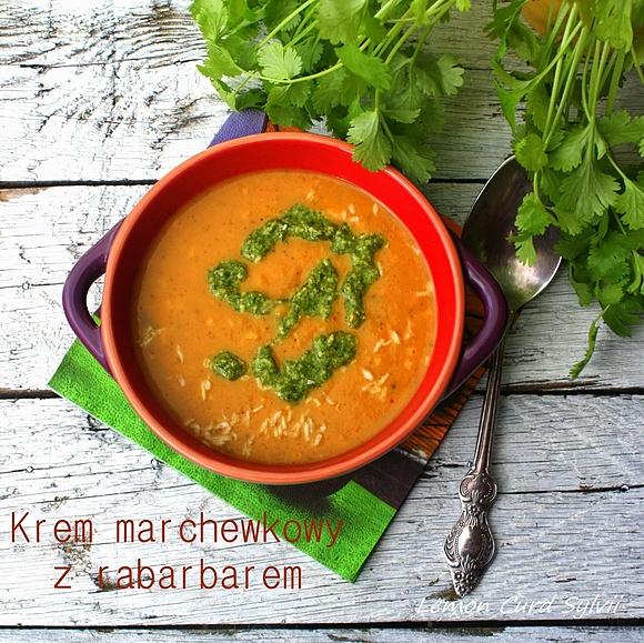 Krem z marchewki i rabarbaru z pesto z kolendry