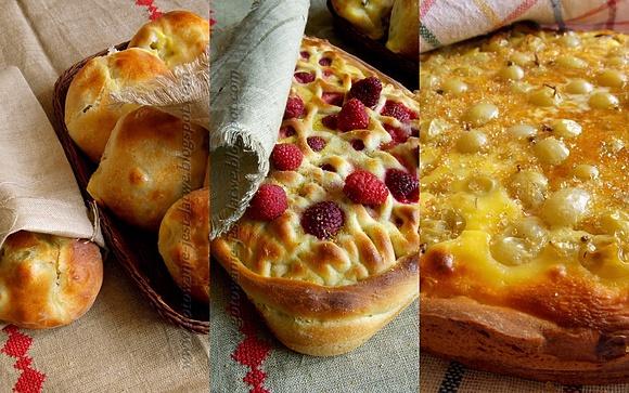 Drożdżowe ciasto owocowe z agrestem i malinami