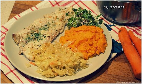 Dorsz z marchwiowym puree