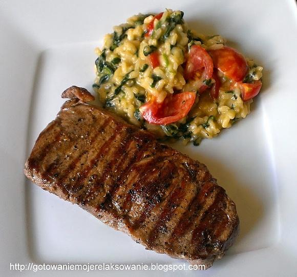 Stek z rostbefu z risotto i gorgonzolą