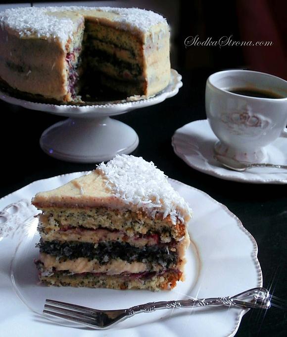 Tort makowy z białą czekoladą