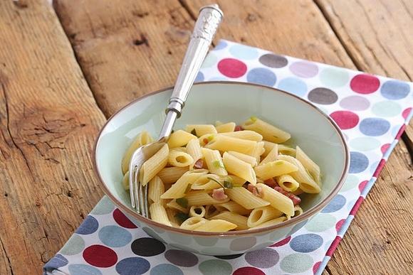 Penne z porem i boczkiem