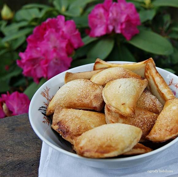 Pierożki z budyniem rabarbarowym