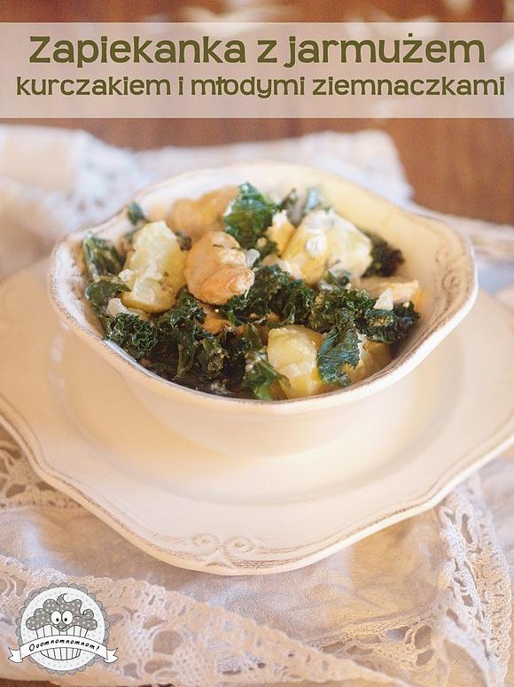 Zapiekanka z jarmużem, ziemniakami i kurczakiem na oleju rzepakowym