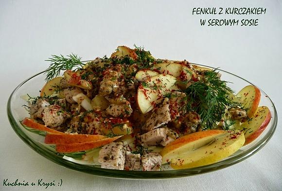 Fenkuł z kurczakiem w serowym sosie