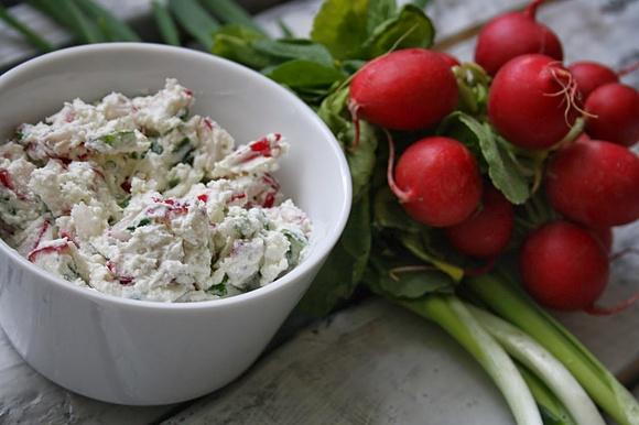 Wiosenna pasta z twarogu rzodkiewek i szczypiorku