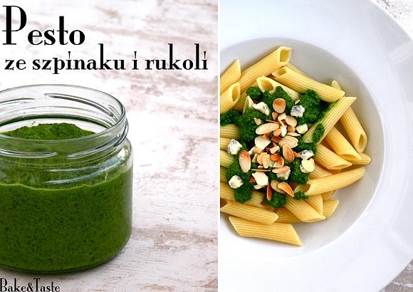 Pesto szpinakowe z rukolą, migdałami i serem pleśniowym
