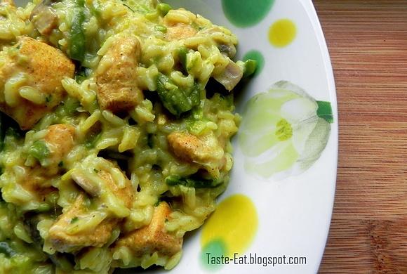 Kurczak curry z pieczarkami i porem wersja fit